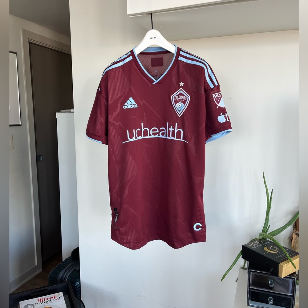 adidas Maroon Soccer Jersey with Light Blue and White Crest FIFA